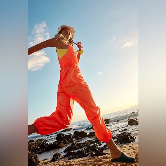 Free People Movement Tropic Sport One Piece Jumpsuit Hot Watermelon Neon Orange - Picture 4 of 8